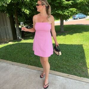 GAP strapless linen pink mini dress